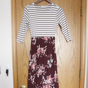 Floral and Striped Maxi Dress